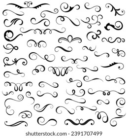 Vector graphic elements for design vector elements. Swirl elements decorative illustration. Classic calligraphy swirls, greeting cards, wedding invitations, royal certificates and graphic design.