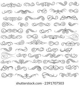 Vector graphic elements for design vector elements. Swirl elements decorative illustration. Classic calligraphy swirls, greeting cards, wedding invitations, royal certificates and graphic design.