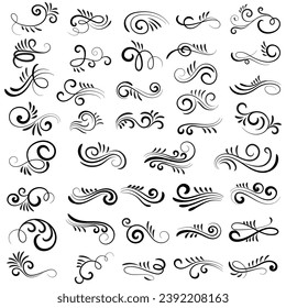 Vector graphic elements for design vector elements. Swirl elements decorative illustration. Classic calligraphy swirls, greeting cards, wedding invitations, royal certificates and graphic design.