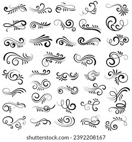 Vector graphic elements for design vector elements. Swirl elements decorative illustration. Classic calligraphy swirls, greeting cards, wedding invitations, royal certificates and graphic design.
