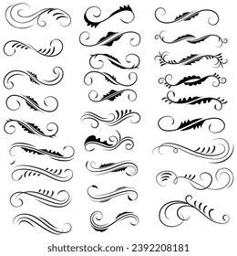 Vector graphic elements for design vector elements. Swirl elements decorative illustration. Classic calligraphy swirls, greeting cards, wedding invitations, royal certificates and graphic design.