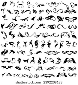 Vector graphic elements for design vector elements. Swirl elements decorative illustration. Classic calligraphy swirls, greeting cards, wedding invitations, royal certificates and graphic design.