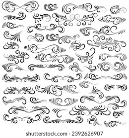 Vector graphic elements for design vector elements. Swirl elements decorative illustration. Classic calligraphy swirls, greeting cards, wedding invitations, royal certificates and graphic design.