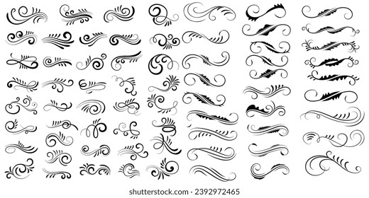 Vector graphic elements for design vector elements. Swirl elements decorative illustration. Classic calligraphy swirls, greeting cards, wedding invitations, royal certificates and graphic design.