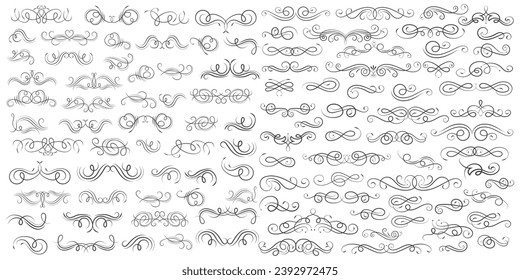 Vector graphic elements for design vector elements. Swirl elements decorative illustration. Classic calligraphy swirls, greeting cards, wedding invitations, royal certificates and graphic design.