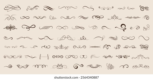 Vector graphic elements for design vector elements. Swirl elements decorative illustration. Classic calligraphy swirls, greeting cards, wedding invitations, royal certificates and graphic design.