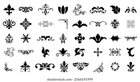 Vector graphic elements for design vector elements. Swirl elements decorative illustration. Classic calligraphy swirls, greeting cards, wedding invitations, royal certificates and graphic design.