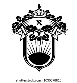 Vector graphic emblem with oak tree motives. 