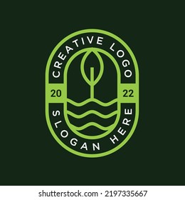 Vector graphic of emblem plant logo design template