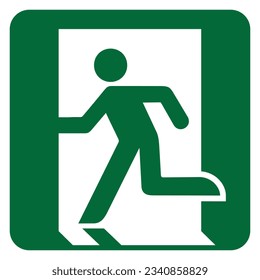 Vector graphic of emergency exit sign on the left hand side