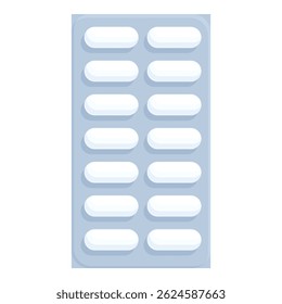 Vector graphic of an empty pill blister pack on a white background