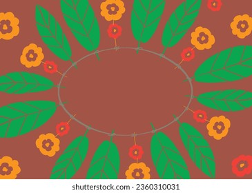 Vector graphic with empty space for text for Hindu festivals. traditional Indian motifs with Mango leaves and Marigold flower for Diwali celebration.
