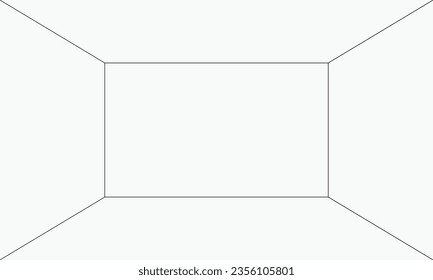 gráfico vectorial de una habitación blanca vacía con una vista 3D