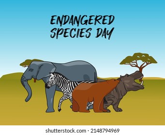 vector graphic of endangered species day good for endangered species day celebration. flat design. flyer design.flat illustration.