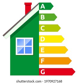 Vector graphic of an energy efficiency house symbol. Isolated on white background.