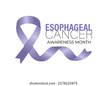 Vector graphic of Esophageal Cancer Awareness Calligraphy banner and Poster Design. Ribbon with periwinkle pattern in realistic detail. Vector illustration. Eps 10.