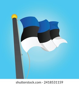 Vector vector graphic of Estonia flag fluttering