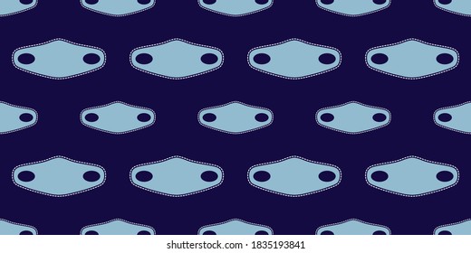Gráfica vectorial de las máscaras faciales de tela sin fisuras sobre fondo azul oscuro. protección contra virus. Ilustración médica y vectorial de la salud. Ilustración vectorial eps10.
