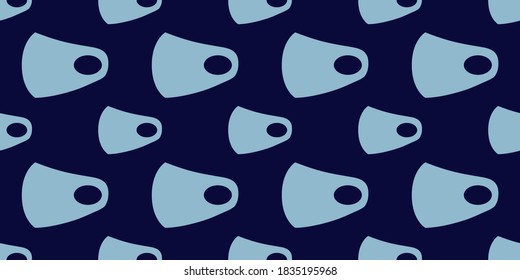 Gráfica vectorial de las máscaras faciales de tela sin fisuras sobre fondo azul oscuro. protección contra virus. Ilustración médica y vectorial de la salud. Ilustración vectorial eps10.
