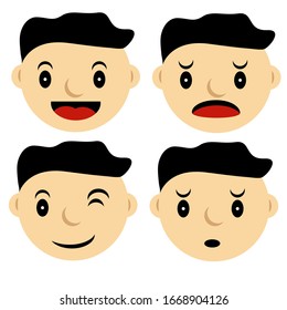 vector graphic of face expression happy and sadness, good for comic