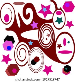 Vector graphic, fantasy pattern, watercolor illustration.