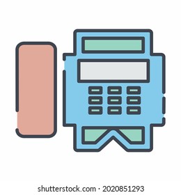 Gráfico vectorial de la máquina de fax - Estilo de corte de línea - ilustración simple. Trazo editable. Diseño de plantilla vector.diseño de estilo de esquema.Ilustración gráfica vectorial