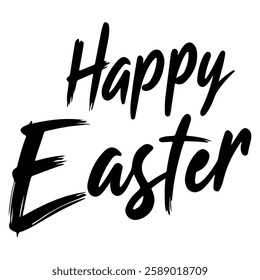 A vector graphic featuring the handwritten phrase "Happy Easter!" in a bold, brush-style script with a solid black fill. 