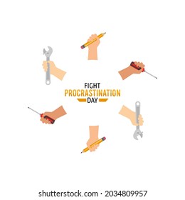 vector graphic of fight procrastination day good for fight procrastination day celebration. flat design. flyer design.flat illustration.
