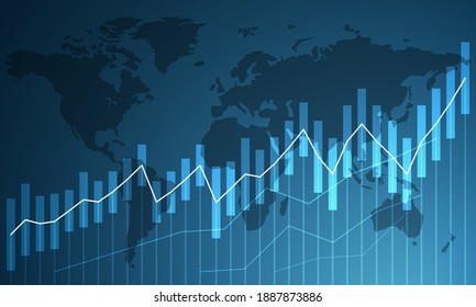 Vector Graphic of Financial Graph with Up Trend Line. Vector Illustration.