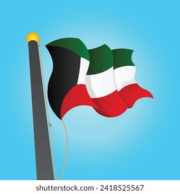 Vector vector graphic of the flag of kuwait fluttering