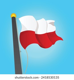 Vector vector graphic of the flag of poland fluttering