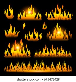 Vector graphic flames illustration isolated on black background