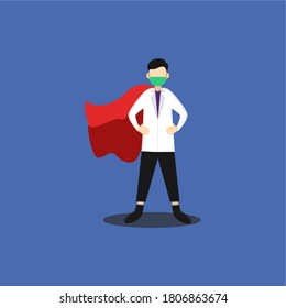 Vector graphic flat illustration of doctor superheroes