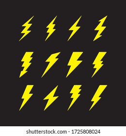 vector graphic of flat thunder and bolt lighting flash icons set vector. thunder icon for marketing element, etc.