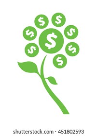 A vector graphic of a flower with coins as petals