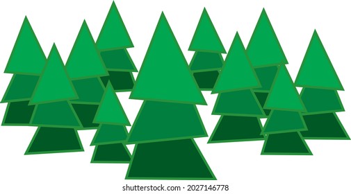 Vector graphic forest of green trees.