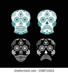 Vector Graphic four decorative skulls stylized
