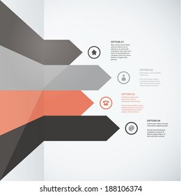 Vector graphic. Four perspective arrows. Template with place for your text. Abstract modern template.