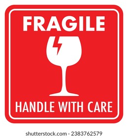 Vector graphic of fragile object and handle with care sign