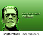 vector graphic of frankenstein friday good for frankenstein friday celebration. flat design. flyer design.flat illustration.