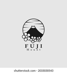 Vector graphic of fuji mount logos. Mount fuji logo with blooming cherry blossoms, great for logos, icons, merchandise, etc
