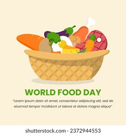 Vector Graphic of full basket with healthy food good for World Food Day