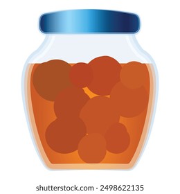 Vector graphic of a full honey jar with a blue lid, perfect for food and beverage themes