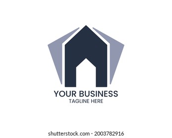 Vector graphic of Furniture Logo, Shaped like a house and shape the direction of the arrow diagonally up. Good for use for furniture or interior company logos and the like.