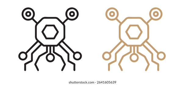 Vector graphic of a futuristic ai circuit board for technology and innovation design concept with hexagon core.