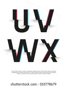 Vector graphic futuristic glitch font