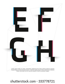 Vector graphic futuristic glitch font