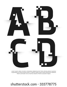 Vector graphic futuristic glitch font