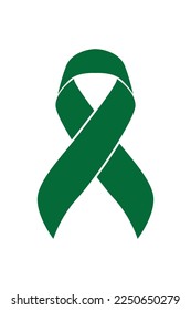 Vector graphic of gallbladder cancer ribbon on white background. dark green awareness ribbon for gallbladder cancer support symbol. vector eps10.
