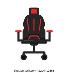 Vector graphic of gaming chair. Black and red gaming chair illustration with flat design style. Suitable for content design assets